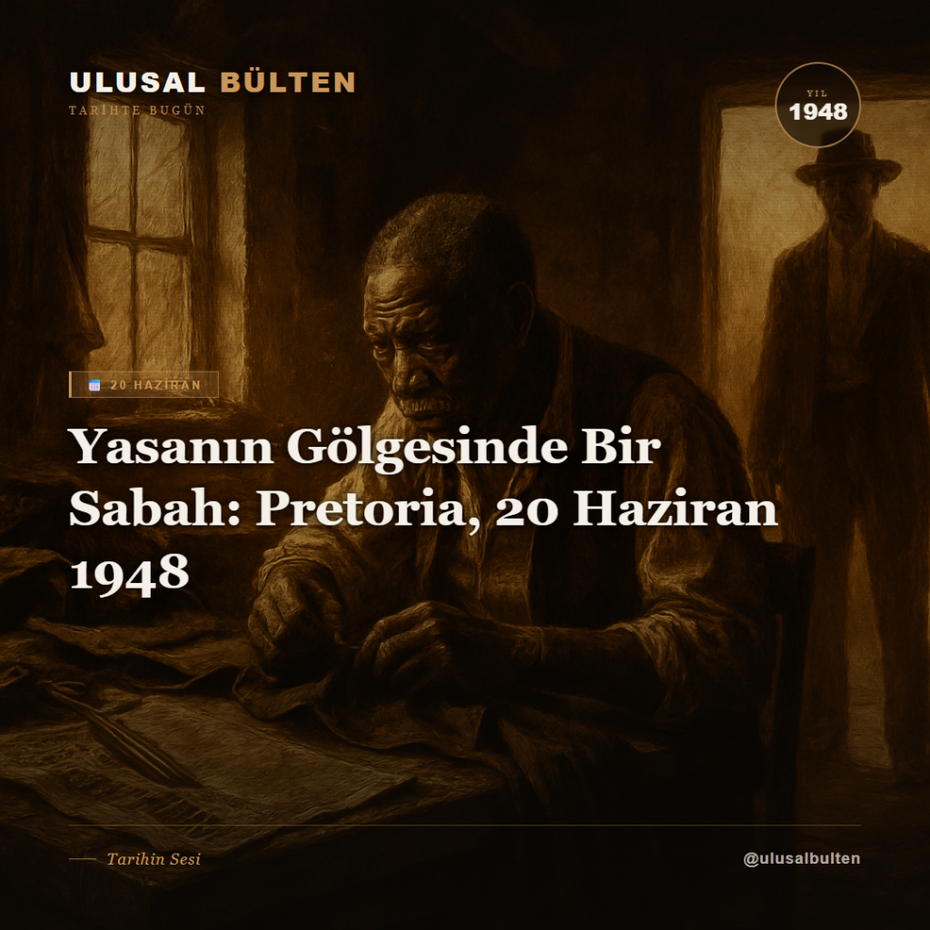 Yasanın Gölgesinde Bir Sabah: Pretoria, 20 Haziran 1948 instagram 1948 20 haziran